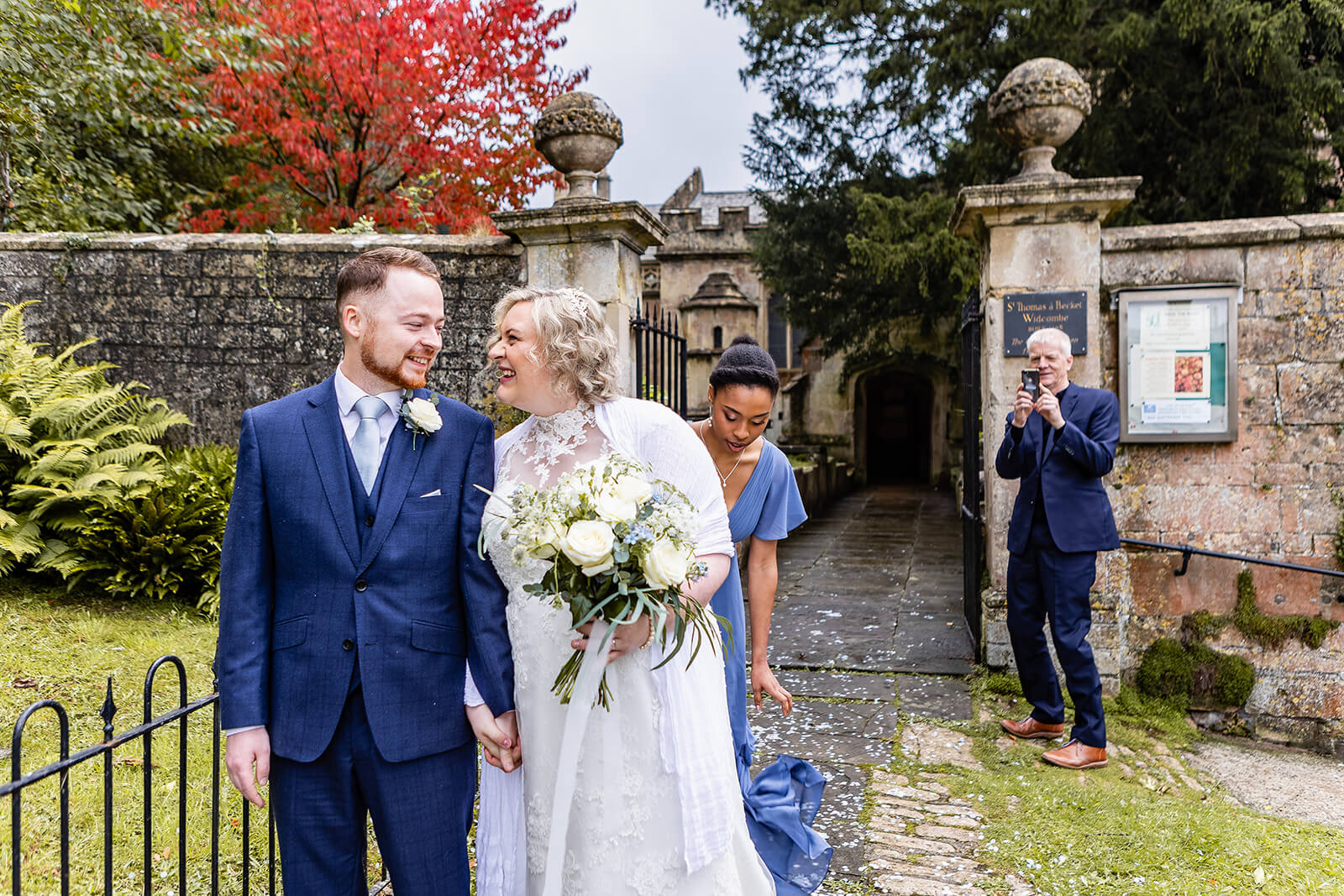 Bride and Groom outside St Thomas à Becket church in Widcombe | Church Wedding Bath