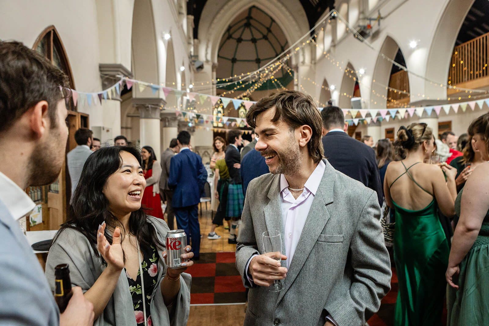 Wedding guests inside the Elmgrove Centre Bristol| Wedding Photographer