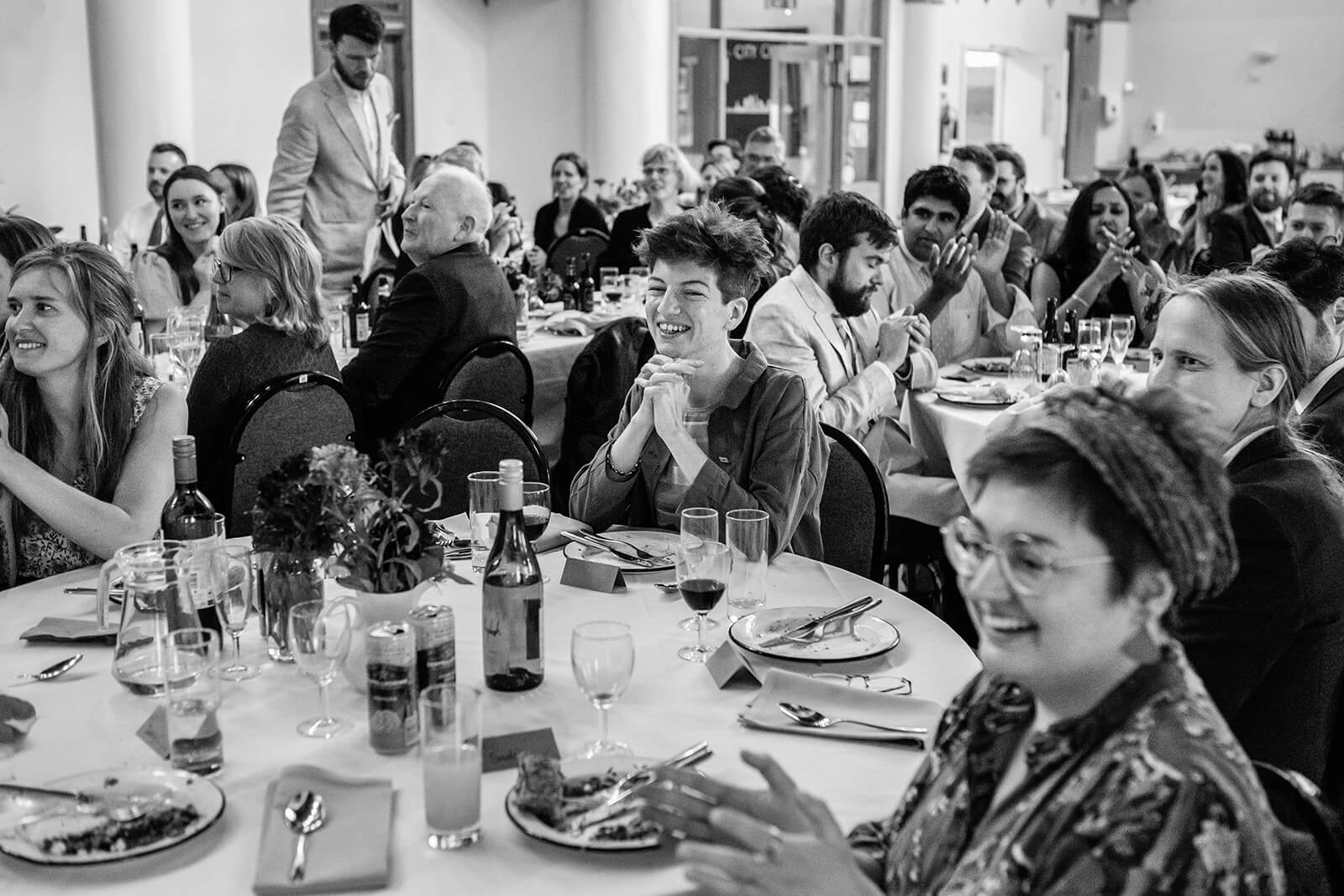 Wedding guests at the Elmgrove Centre Bristol| Wedding Photographer