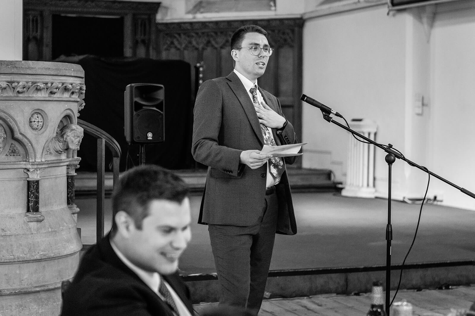 Wedding speeches at the Elmgrove Centre Bristol| Wedding Photographer