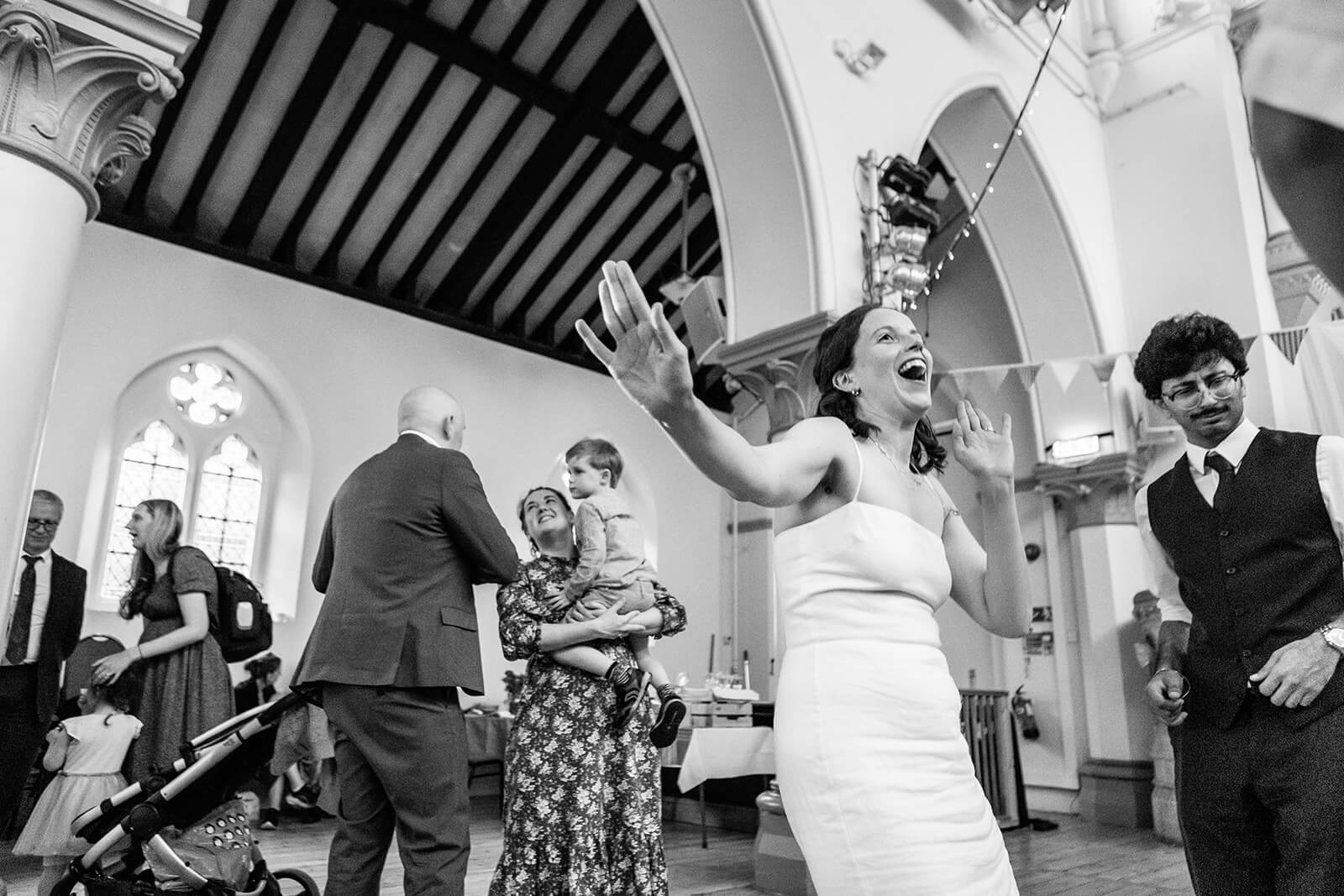 Wedding guests at the Elmgrove Centre Bristol| Wedding Photographer