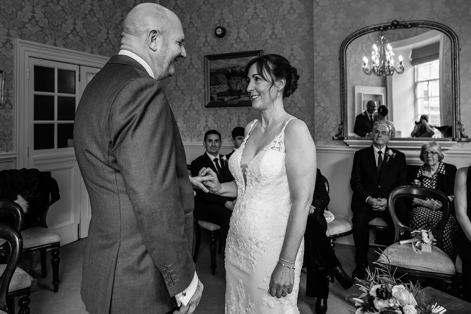 Bride and Groom getting married in the Abbey View room | Guildhall Bath Wedding photos