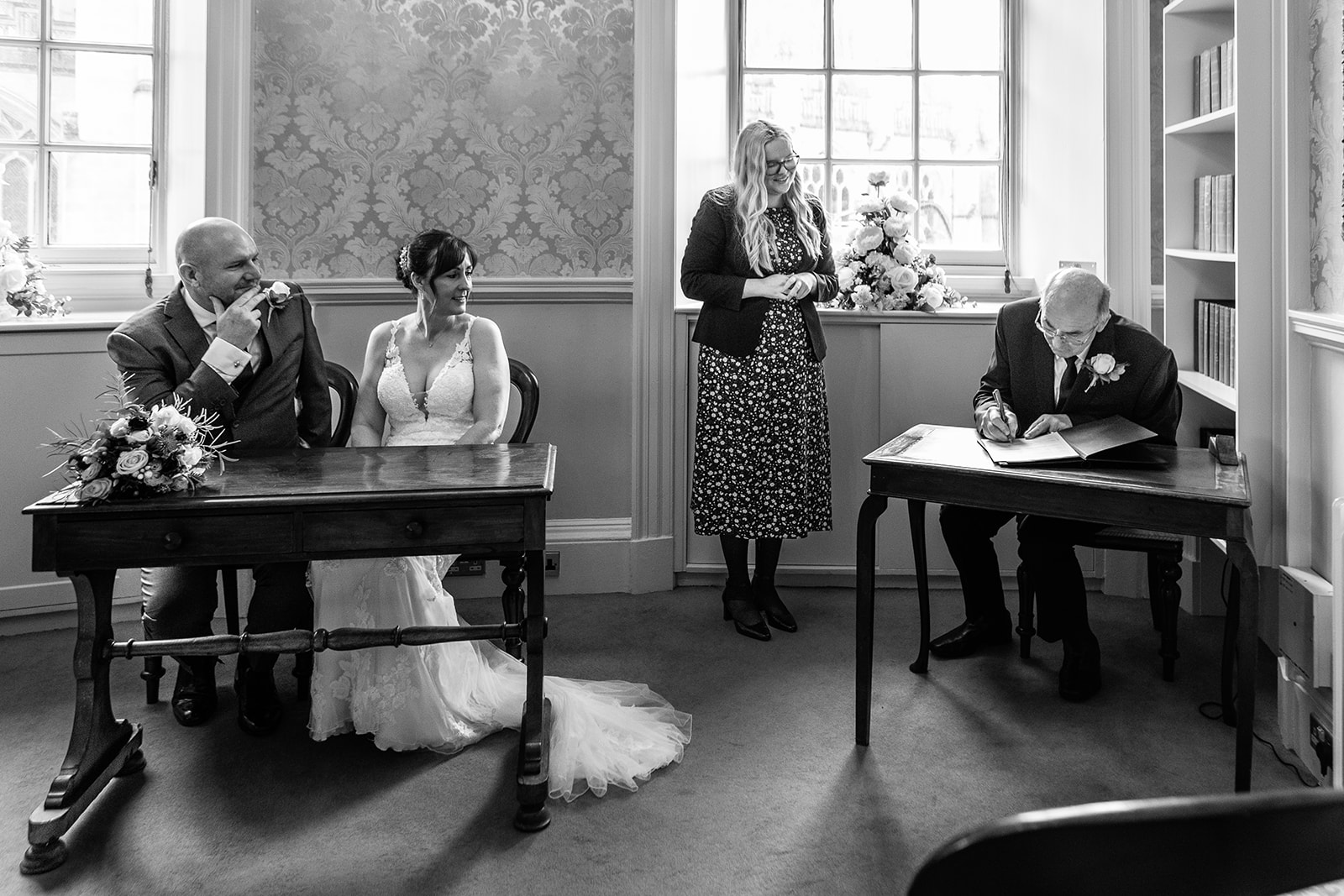 Bride and Groom getting married in the Abbey View room | Guildhall Bath Wedding photos