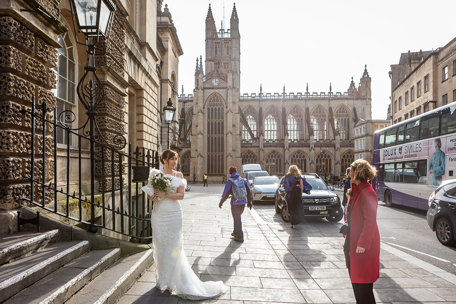 Bride outside The Guildhall Bath | Wedding photos