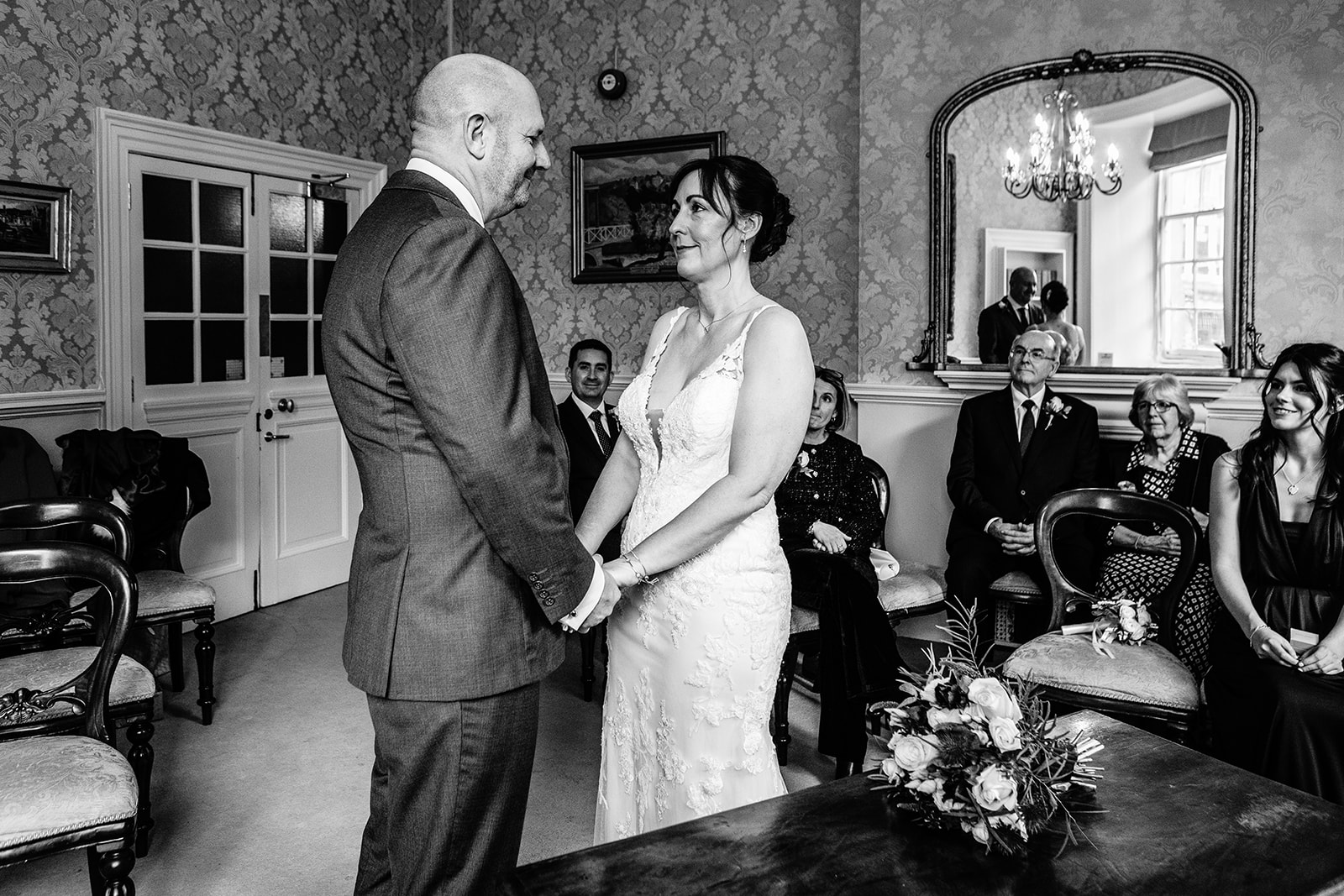 Bride and Groom getting married in the Abbey View room | Guildhall Bath Wedding photos