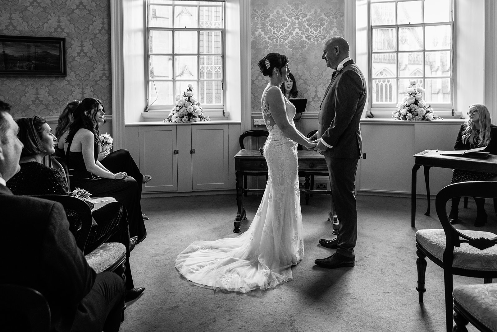 Bride and Groom getting married in the Abbey View room | Guildhall Bath Wedding photos