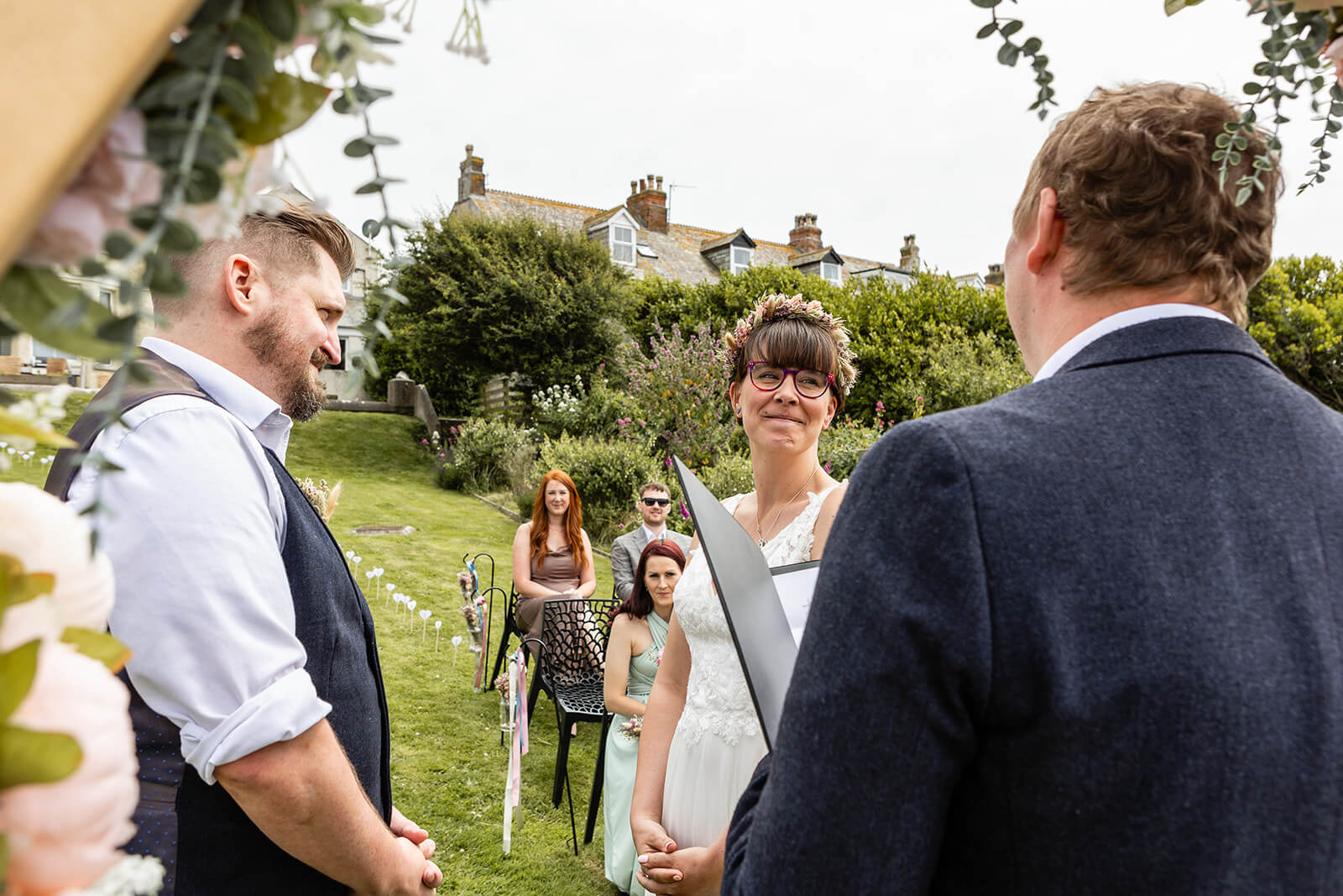 Bridal and groom at a wedding near the beach, Tintagel | Rose Dedman Wedding Photographer UK