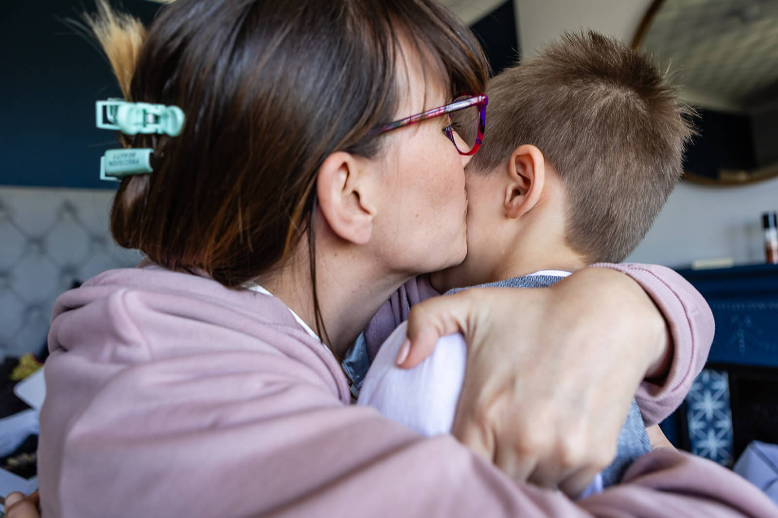 Bride giving her son a hug | Rose Dedman Wedding Photographer UK