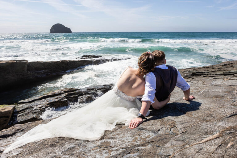 Bride and groom on the beach | Rose Dedman Photography