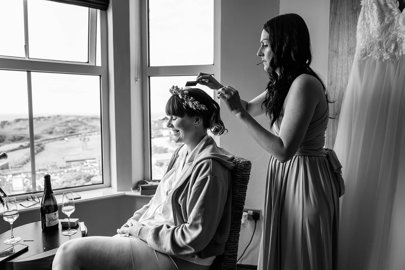 Bridal prep coastal wedding | Rose Dedman Wedding Photographer UK