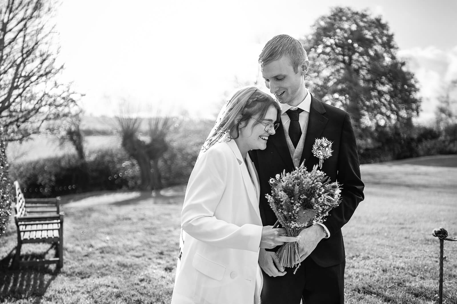 First look of bride and groom at Priston Mill Tythe Barn wedding | Priston Mill wedding photographer