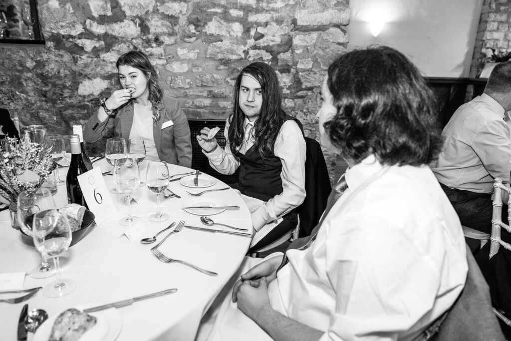 Wedding reception with guests | Priston Mill wedding photographer