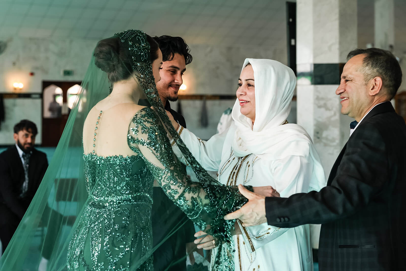 Joyful Nikkah wedding ceremony with family blessing at Oxford Central Mosque
